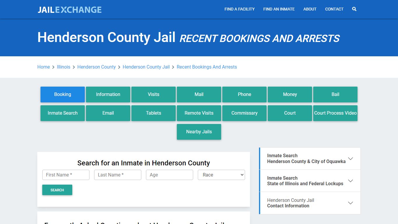 Henderson County Jail IL Recent Arrests and Bookings